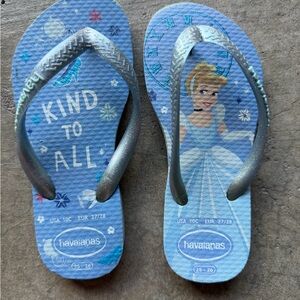 Havaianas Kids' Blue and Silver Princess Flip Flops